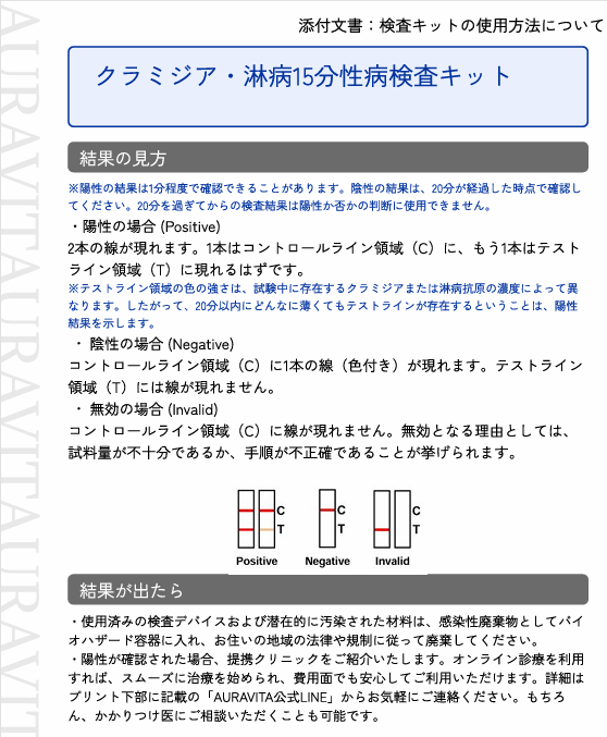 クラミジア・淋病 15分性病検査キット-Auvavita（オーラヴィータ）オンライン診療